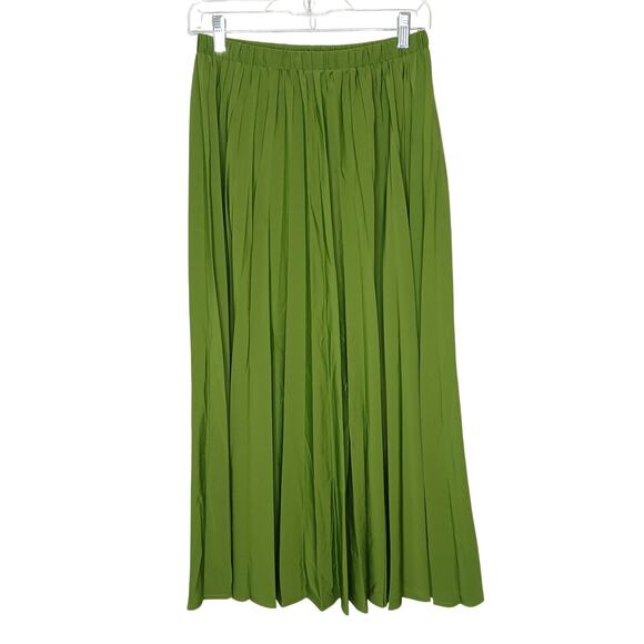 NWT Truth By Republic Green Pull On Pleated Midi Skirt Womens SM Preppy Work - Picture 1 of 10
